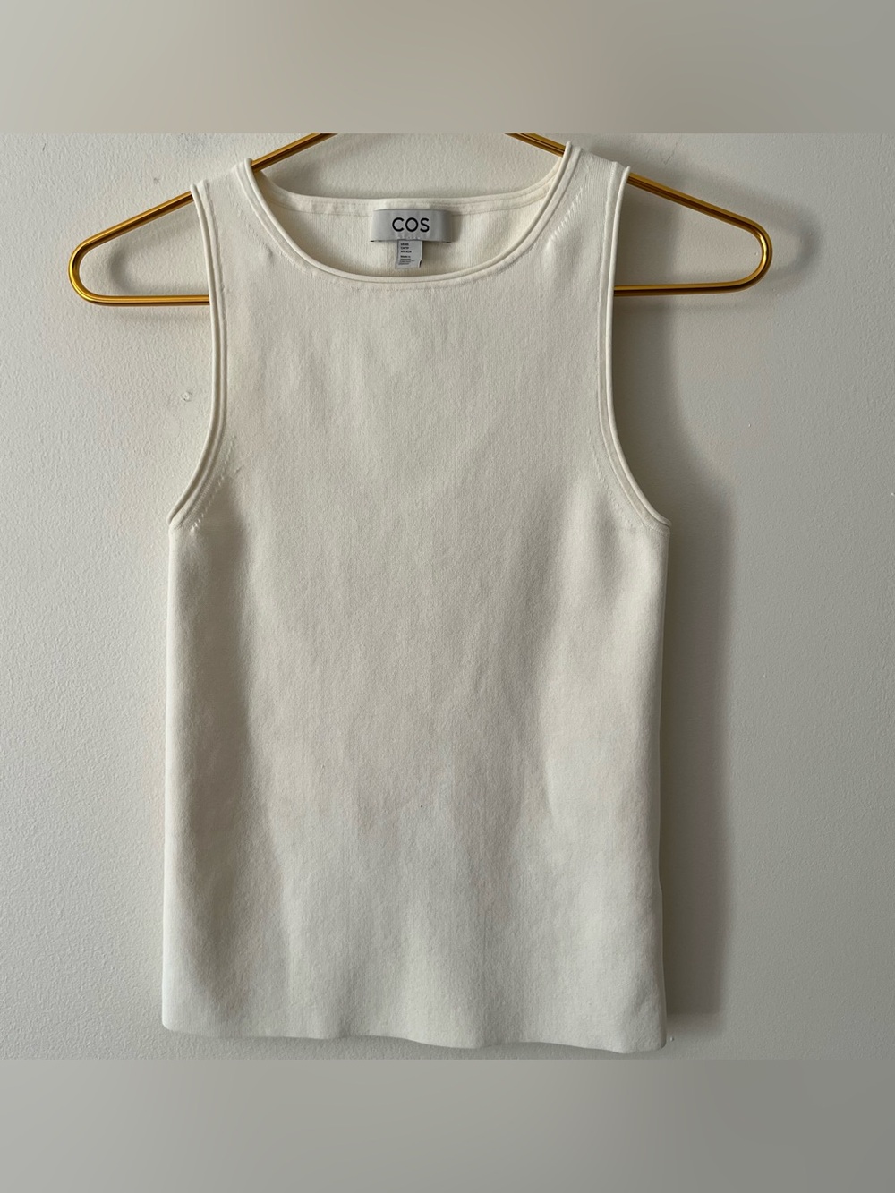 COS Women's Creme Ribbed Crepe Tank Top Minimalist Capsule Rolled Neck XS